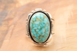 Bird's Eye Kingman Turquoise Mine Sterling Silver Navajo Ring